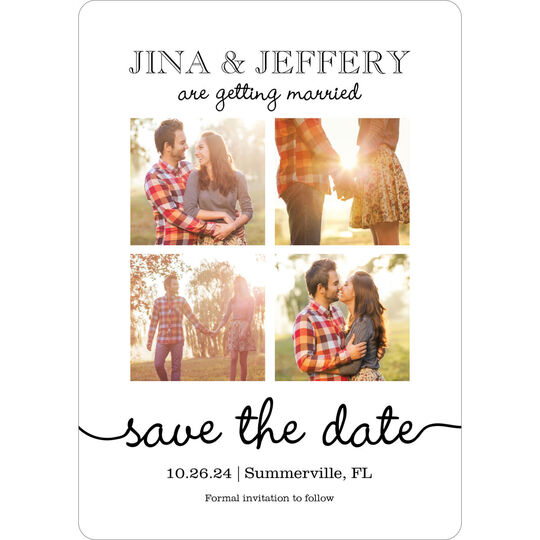 White Our Love Story Photo Save the Date Cards